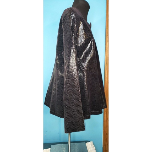 Chico's Reversible Leather & Shiny Plum Purple Snake Skin Jacket NWT Sz XL 3 - Picture 2 of 12
